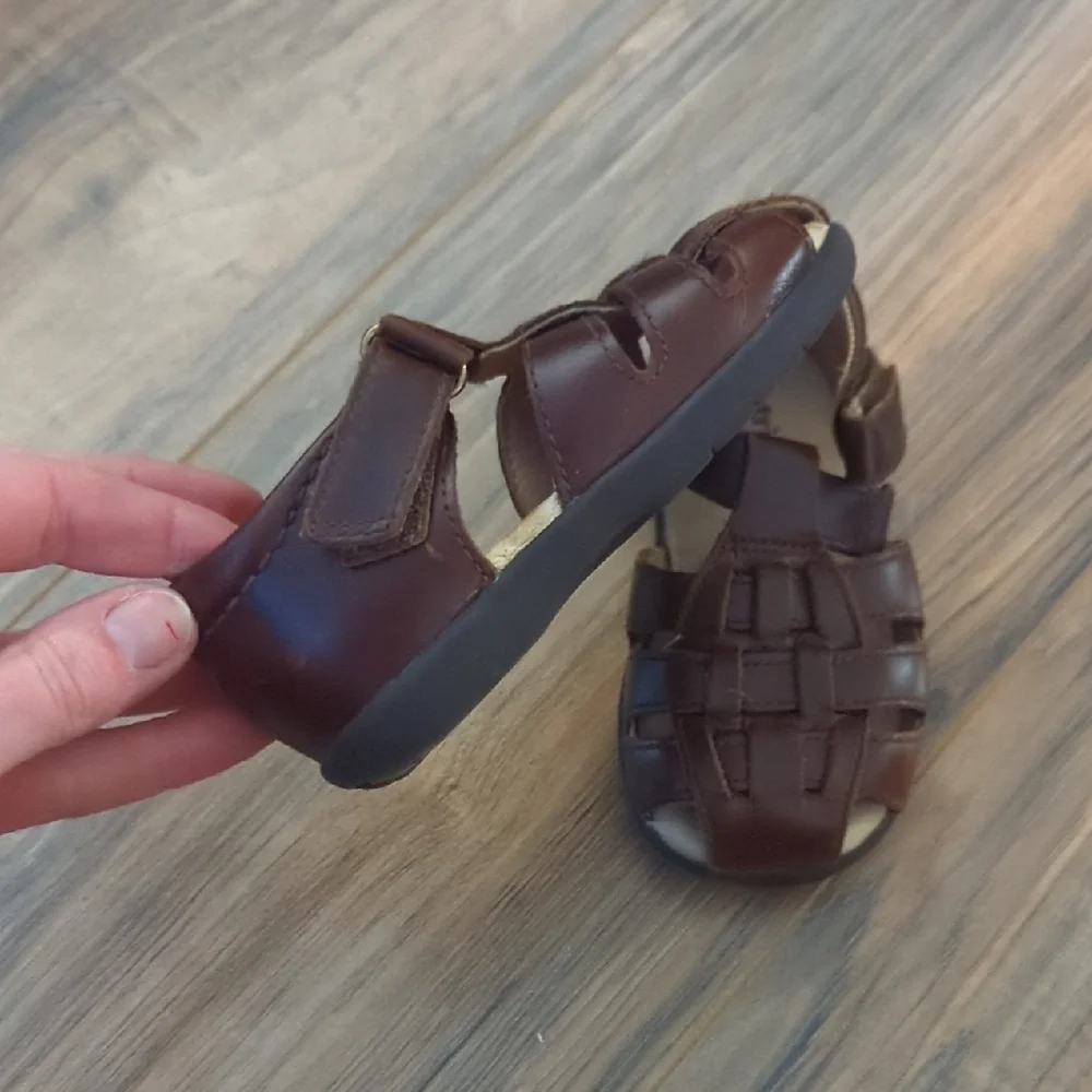 Stride Rite Dark Brown Woven Leather Fisherman Sandals for Kids - Picture 3 of 8